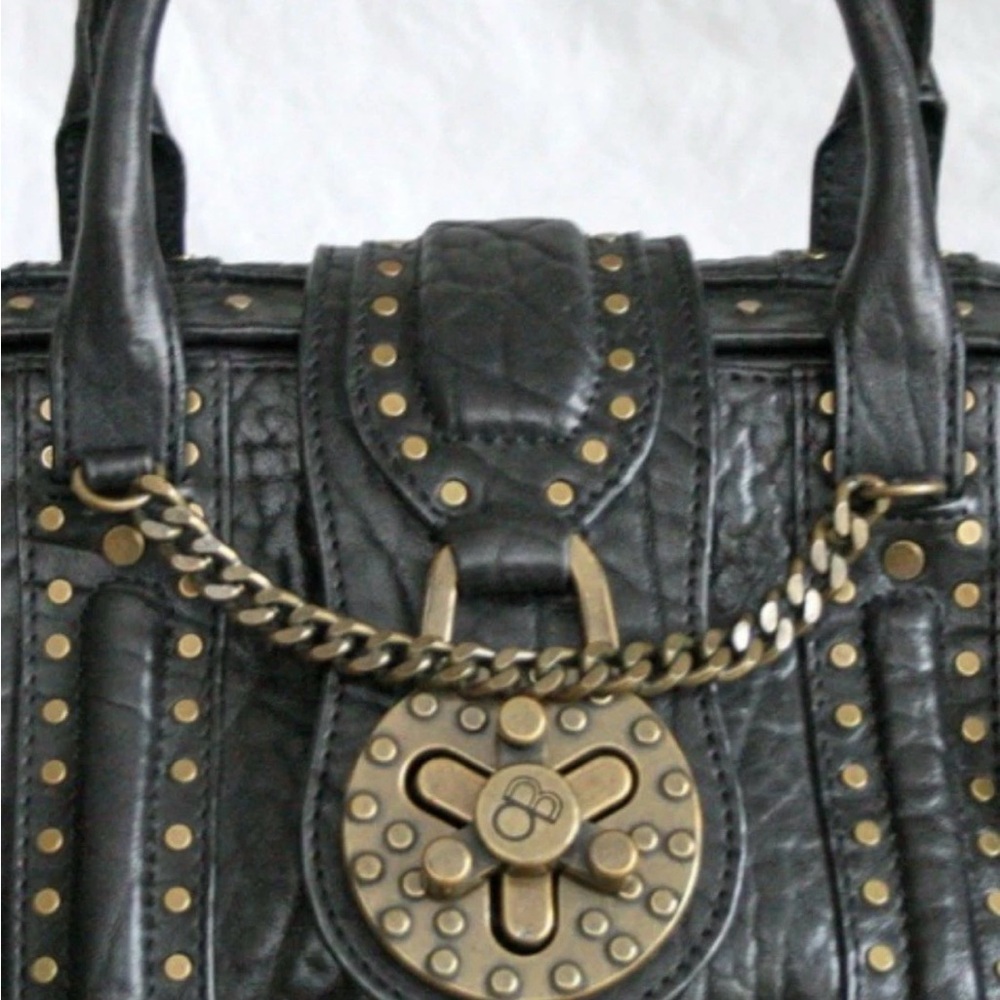Botkier vintage Black Leather Studded padlock Handbag